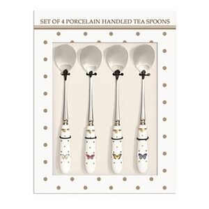 R2S 4-Piece Tea Spoon Set Silver and White R2S 4-Piece Tea Spoon Set Silver and White